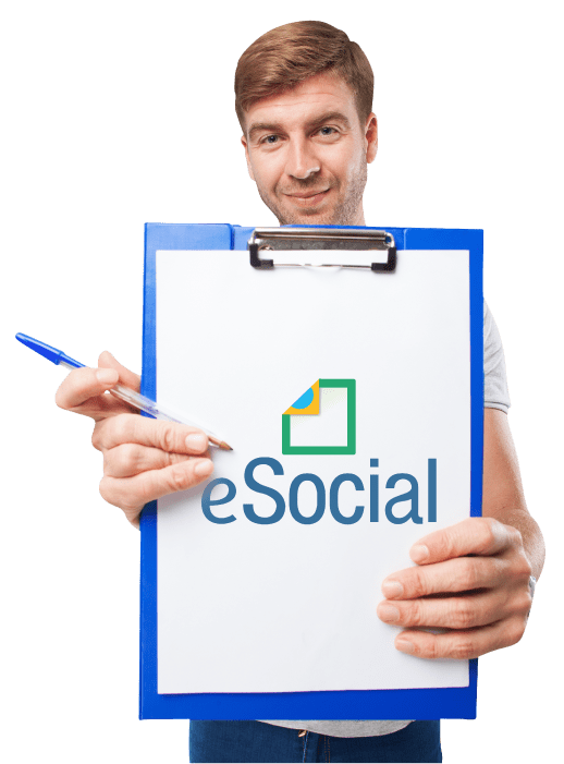 Homem segurando uma prancheta escrito e-social. homem com lista de verificação, prancheta, segurança do trabalho, e social, e-social, esocial, segurança, saúde ocupacional.